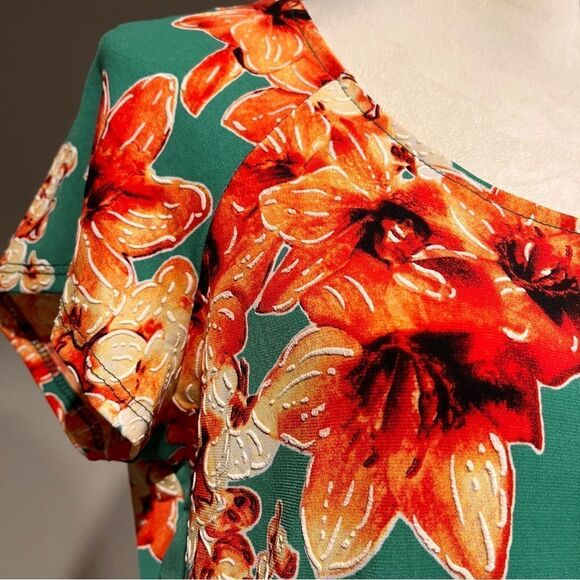 Olivia Matthews Floral Short Sleeve knee length casual dress size Large - Picture 3 of 10